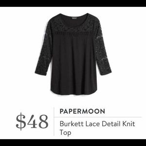Black lace detail long sleeve top